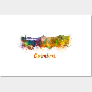 Coimbra skyline in watercolor Posters and Art